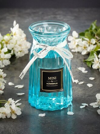 Ваза стекло, настольная, 18 см, Презент, Y4-3817, в ассортименте