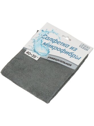 Салфетка бытовая универсальная, микрофибра, 40х35 см, серая, Bossclean