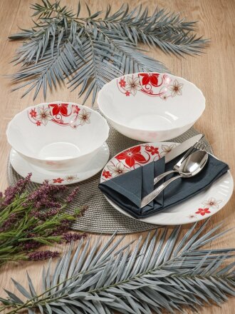 Сервиз столовый стеклокерамика, 19 предметов, на 6 персон, Daniks, Кармен, белый