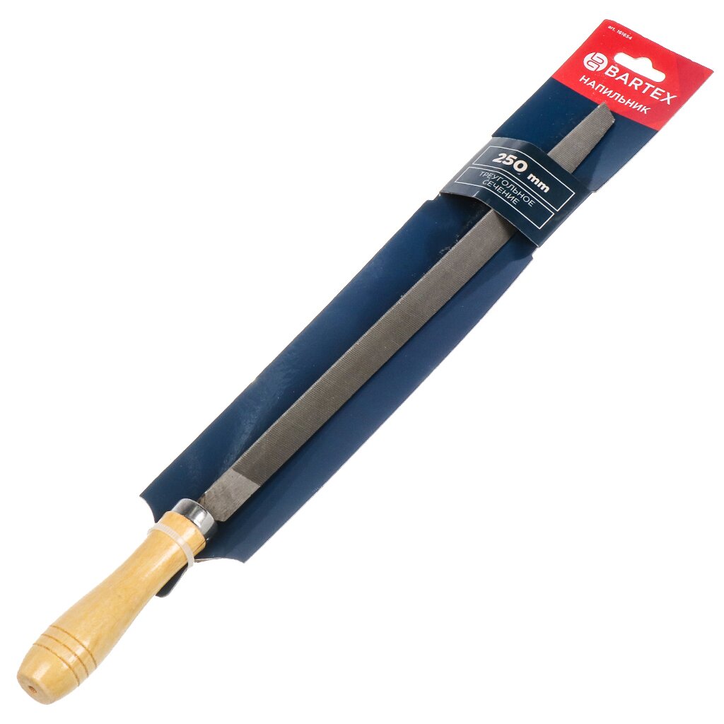 Напильник трехгранный, 250 мм, №2, деревянная ручка, Bartex, 12027 напильник трехгранный 200 мм 2 пластиковая ручка bartex 12026