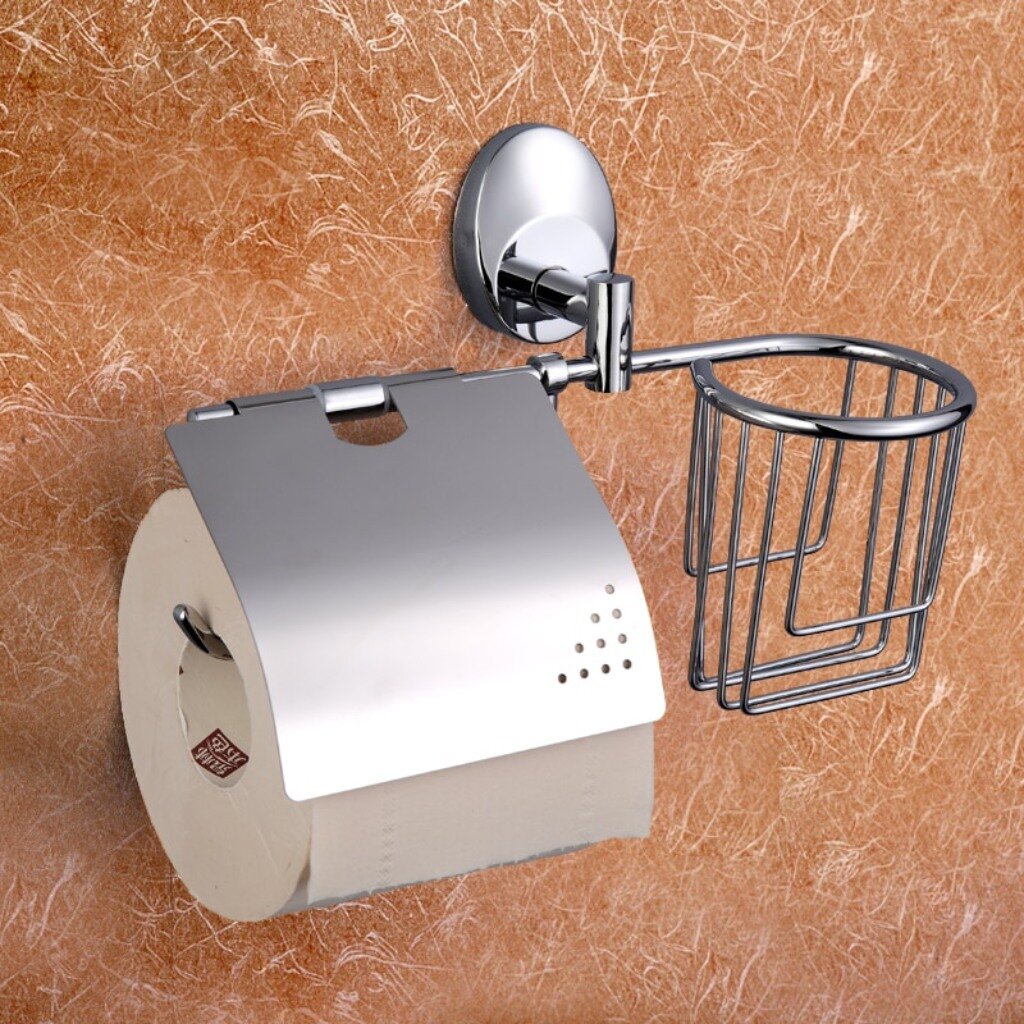 Держатель для туалетной бумаги, с корзинкой, металл, хром, Frap, F1603-1