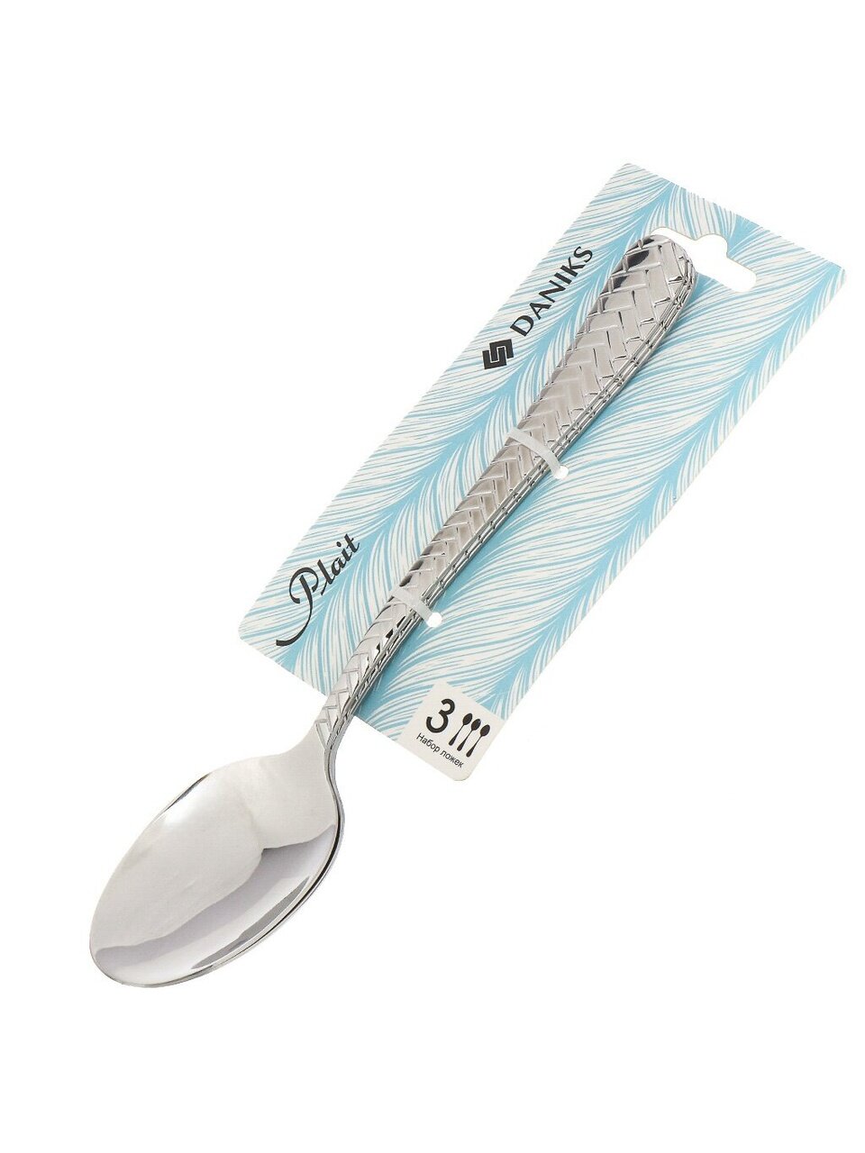 Ложка нержавеющая сталь, 3 предмета, столовая, Daniks, Plait
