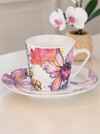 Чайная пара фарфор, 2 предмета, на 1 персону, 250 мл, Lefard, Орхидея, 482-560