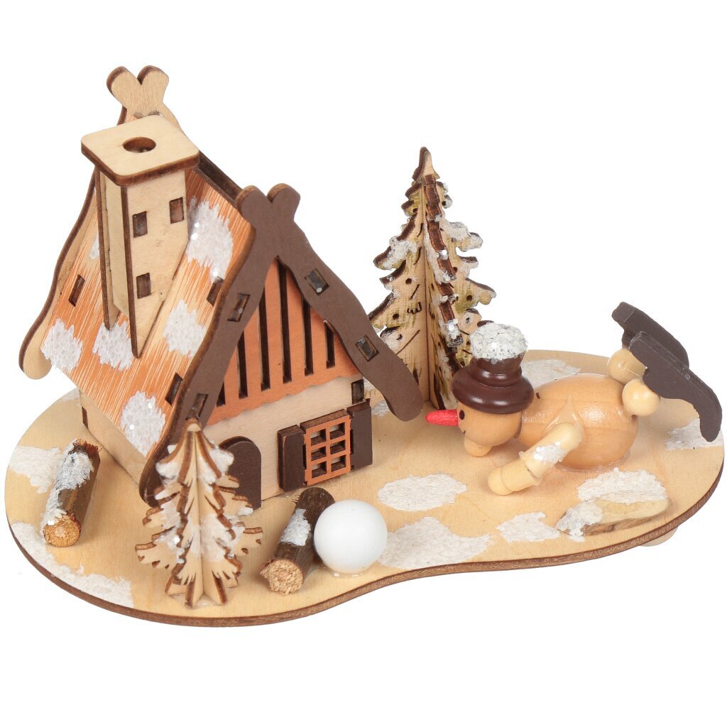 Композиция Снеговик у домика 72905, 15х10х10 см