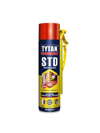 Пена монтажная Tytan, STD ЭРГО, бытовая, 28 л, 500 мл, летняя, 21345/16418