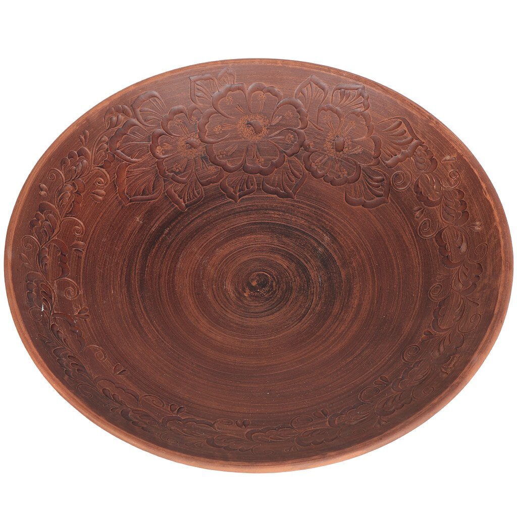 Блюдо керамика, 38 см, Этно Красная глина