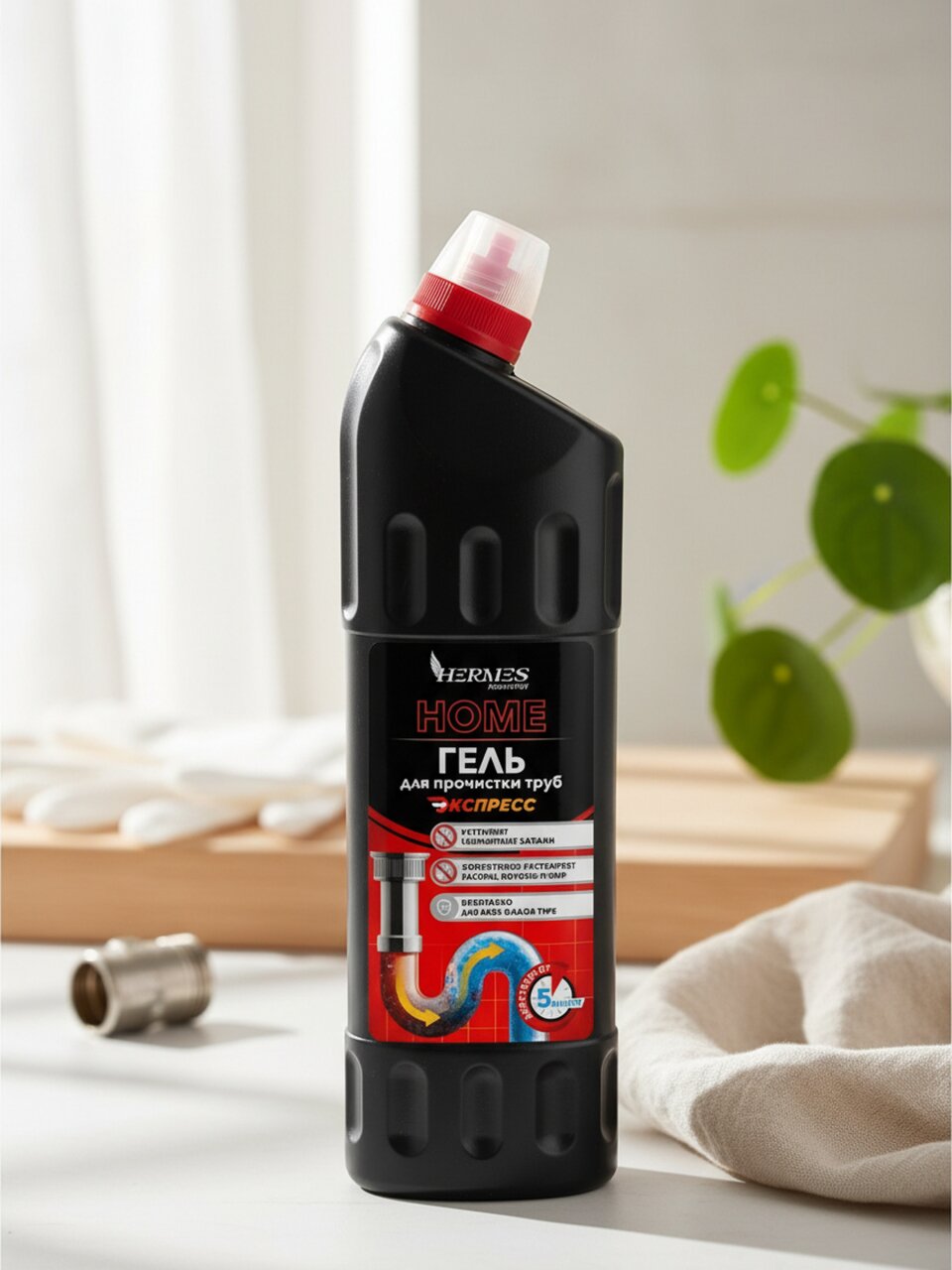 Чистящее средство для прочистки труб Hermes Industry, Home, гель, 750 мл, экспресс