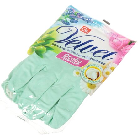 Перчатки хозяйственные резина, хлопковое напыление, размер L, Grifon, Лаванда, 303-212