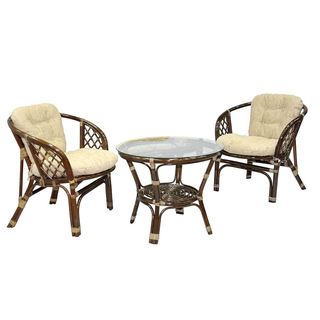 Мебель садовая Багама мини, стол, 2 кресла, подушка песочная, 85 кг, 03/10-1 Б