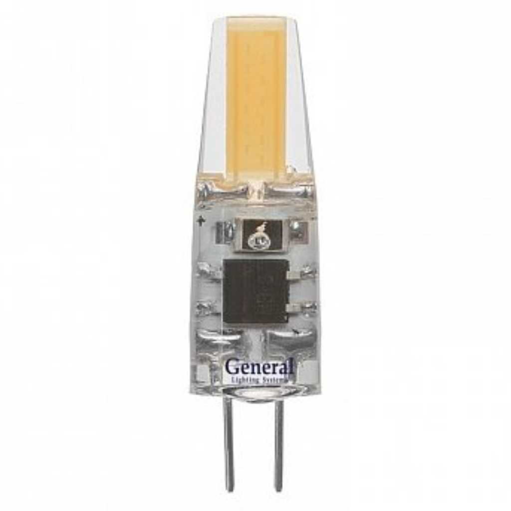 Лампа светодиодная G4, 3 Вт, 12 В, капсула, 4500 К, свет нейтральный белый, General Lighting Systems, GLDEN-C лампа светодиодная