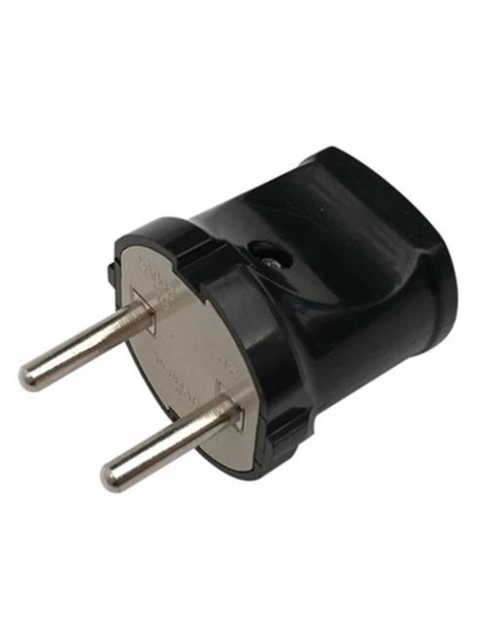 Вилка прямая, без заземления, 6 А, IP20, 250 В, круглая, черная, General Lighting Systems, 470509
