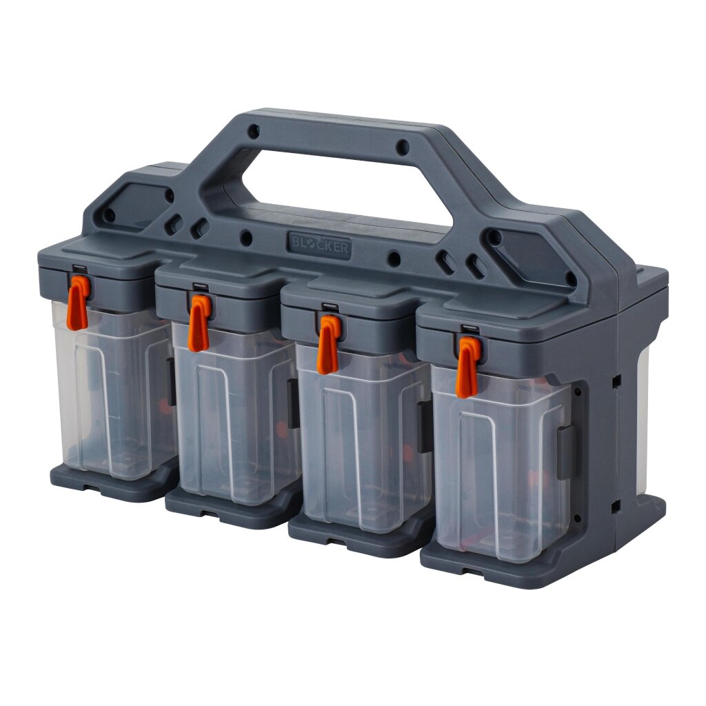 Ящик-органайзер для инструментов, 31х19.8х15 см, пластик, Blocker, Expert, пластиковый замок, 8 модулей, серо-свинцовый, оранжевый, BR39491202
