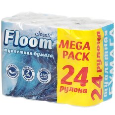 Туалетная бумага 2-слойная Floom Classic белая, 24 шт