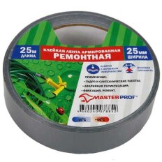 Лента армированная 25 мм, серая, основа полимерная, 25 м, ремонтная