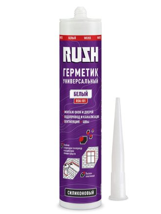 Герметик силиконовый, универсальный, KUDO, RUSH, RSK-101, 310 мл, белый