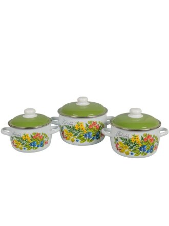 Набор посуды эмалированная сталь, 3 предмета, кастрюли 2,3,4 л, индукция, СтальЭмаль, Лесная мелодия, 6KA021M
