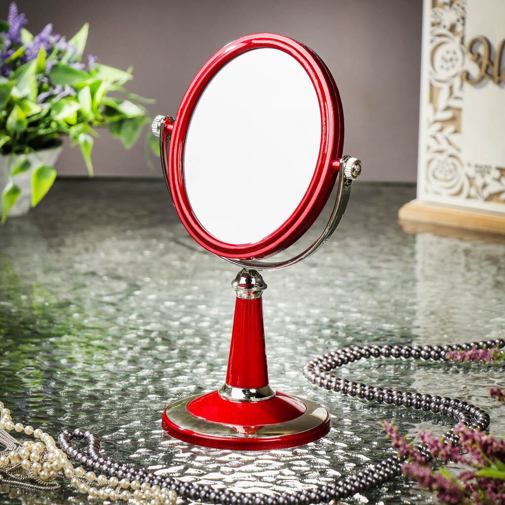 Зеркало настольное, 16х27 см, пластик, на ножке, круглое, Y3-893 настольное зеркало для макияжа bradex