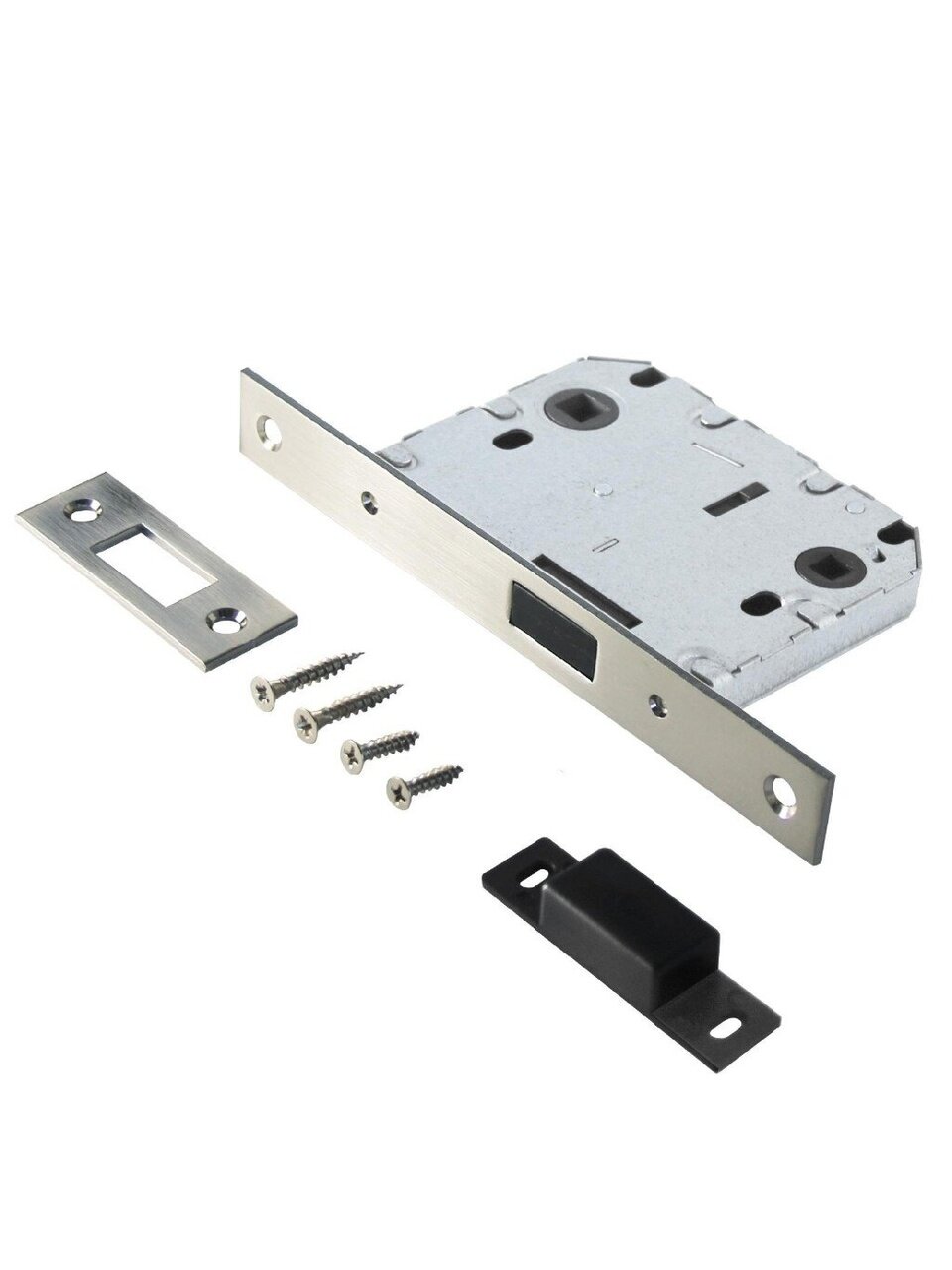 Защелка врезная, Аллюр, L7050-MS SN, 11551, магнит, с фиксатором, матовый никель