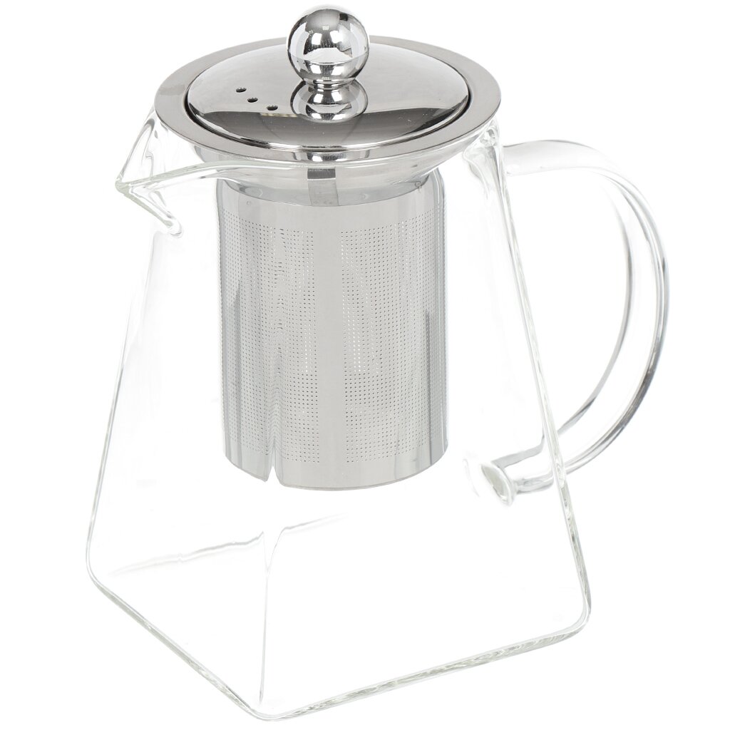 Чайник заварочный стекло, металл, 0.65 л, с ситечком, квадратный, Apollo, Very-Cherry, VCH-650