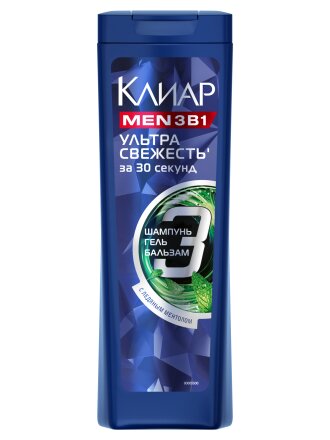 Шампунь Клиар, 3в1 Ультра свежесть, для всех типов волос, для мужчин, 400 мл