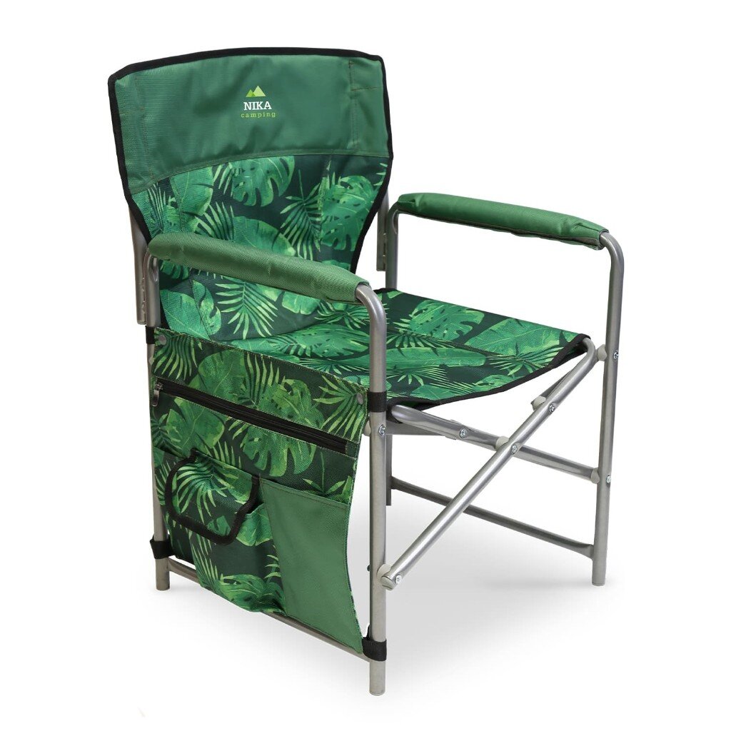 Кресло складное 50х50х75 см, зеленое, тропические листья, ткань водоотталкивающая, с карманом, 100 кг, Nika, КС1/2 tarrago nano пропитка водоотталкивающая для обуви 250