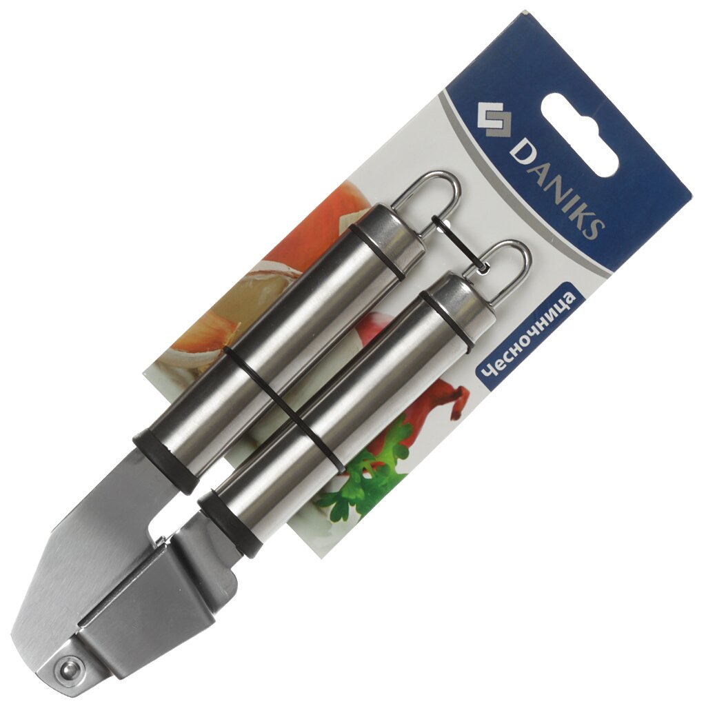 Пресс для чеснока Daniks, Стандарт, с металлической ручкой, YW-KT006S-1/D-030 нож консервный нержавеющий пластиковая ручка зеленый навеска daniks стандарт yw kt093s 1g d 031
