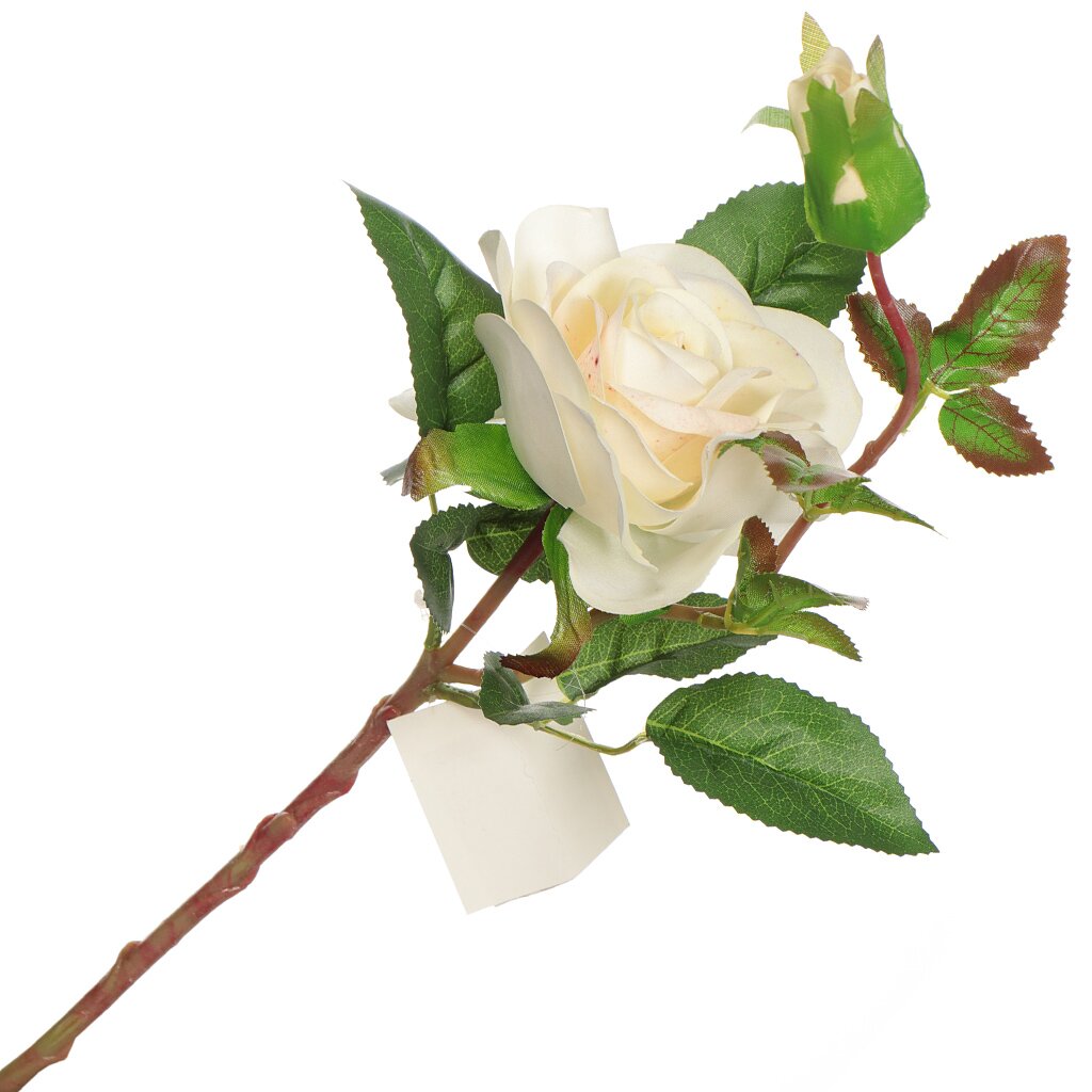 Цветок искусственный декоративный Роза с бутоном, 43 см, белый, Y3-1536 ок искусственный декоративный роза 37 см y3 1535
