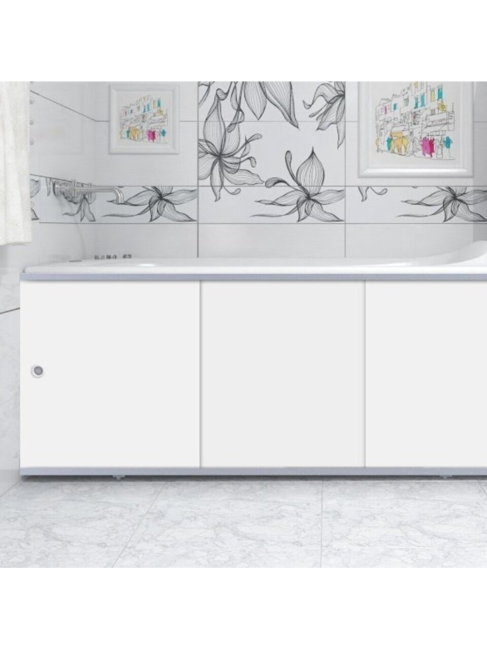 Экран для ванны 1.68 м, раздвижной, белый, Метакам, Премиум А