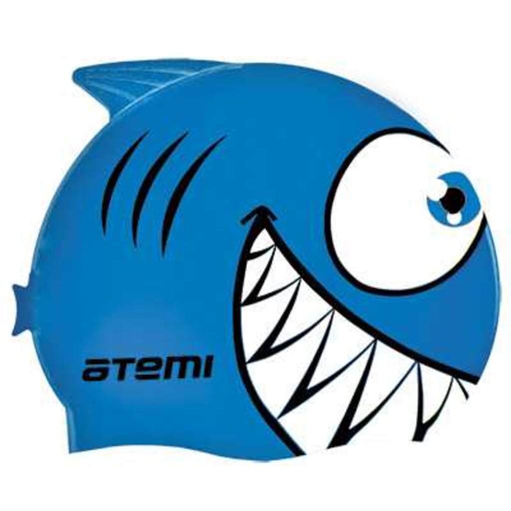 Шапочка для плавания Atemi, силикон (дет.), рыбка-, голубая, FC205, 00000136600