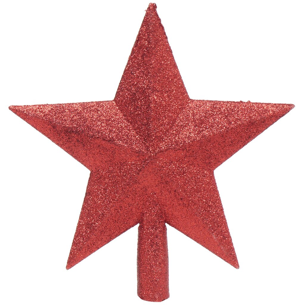 Верхушка на елку Звезда сверкающая, красная, 20 см, пластик, SYCD18-003R