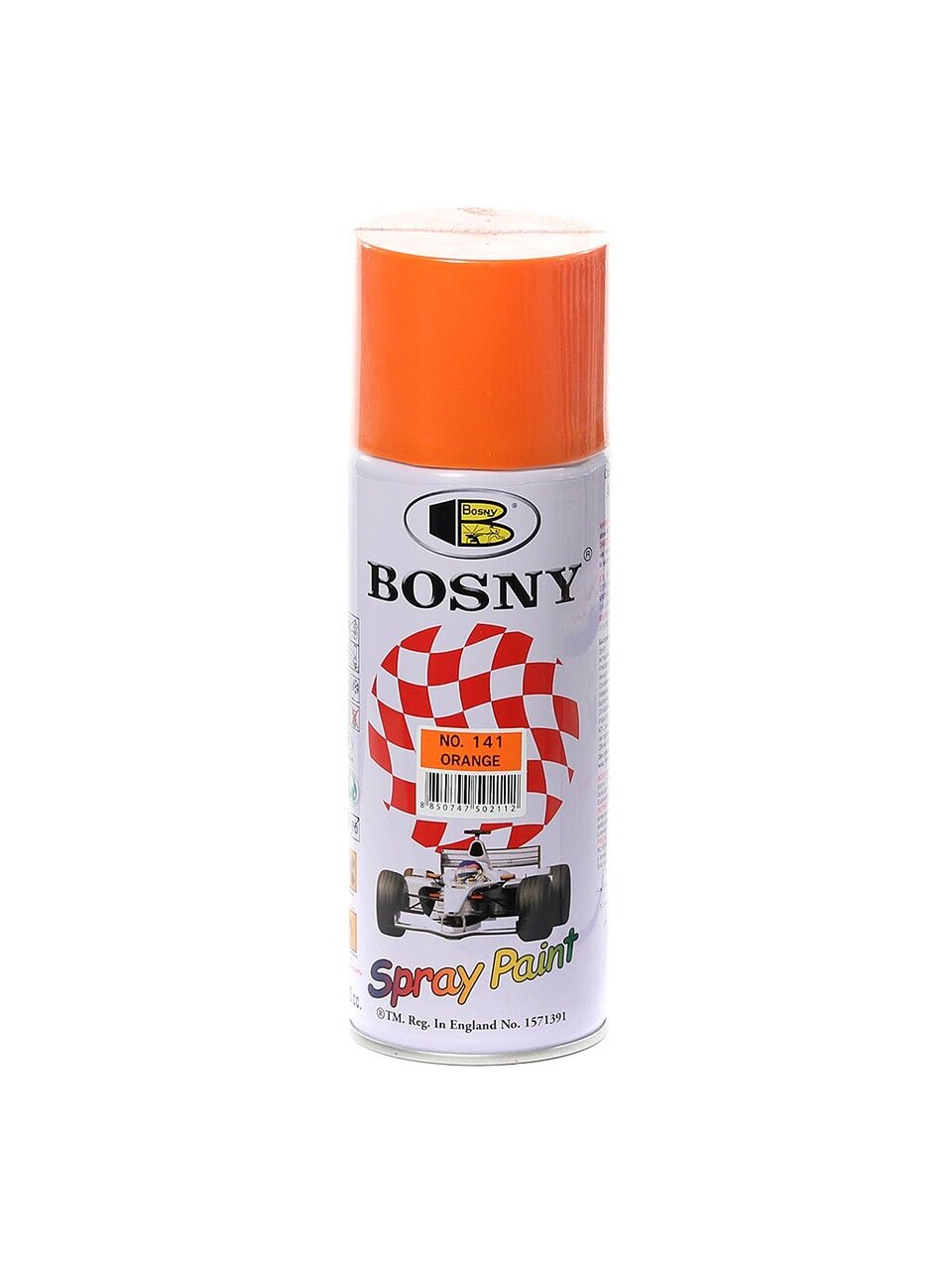 Краска аэрозольная, Bosny, №141, акрилово-эпоксидная, универсальная, глянцевая, оранжевая, 0.4 кг