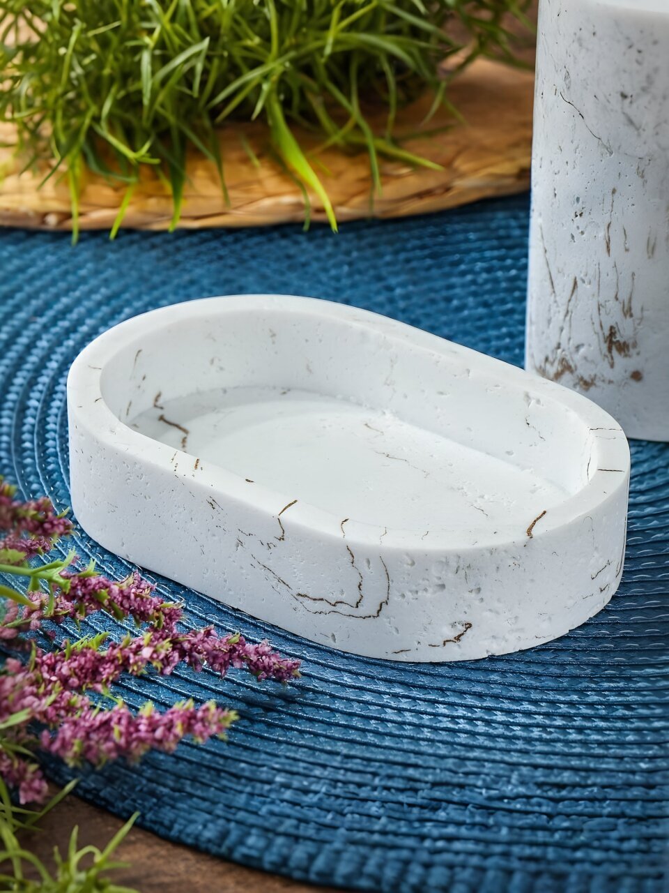 Мыльница настольная, Мрамор, полистоун, 14x9.2x2.8 см, белая, BRE1440AA-SD