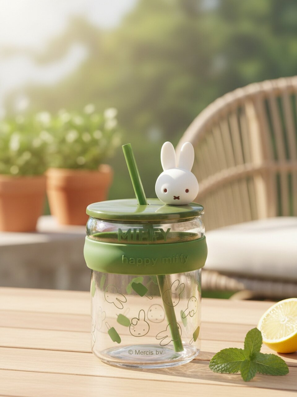 Банка для напитков/смузи стекло, 450 мл, с крышкой, с трубочкой, B060837, в ассортименте