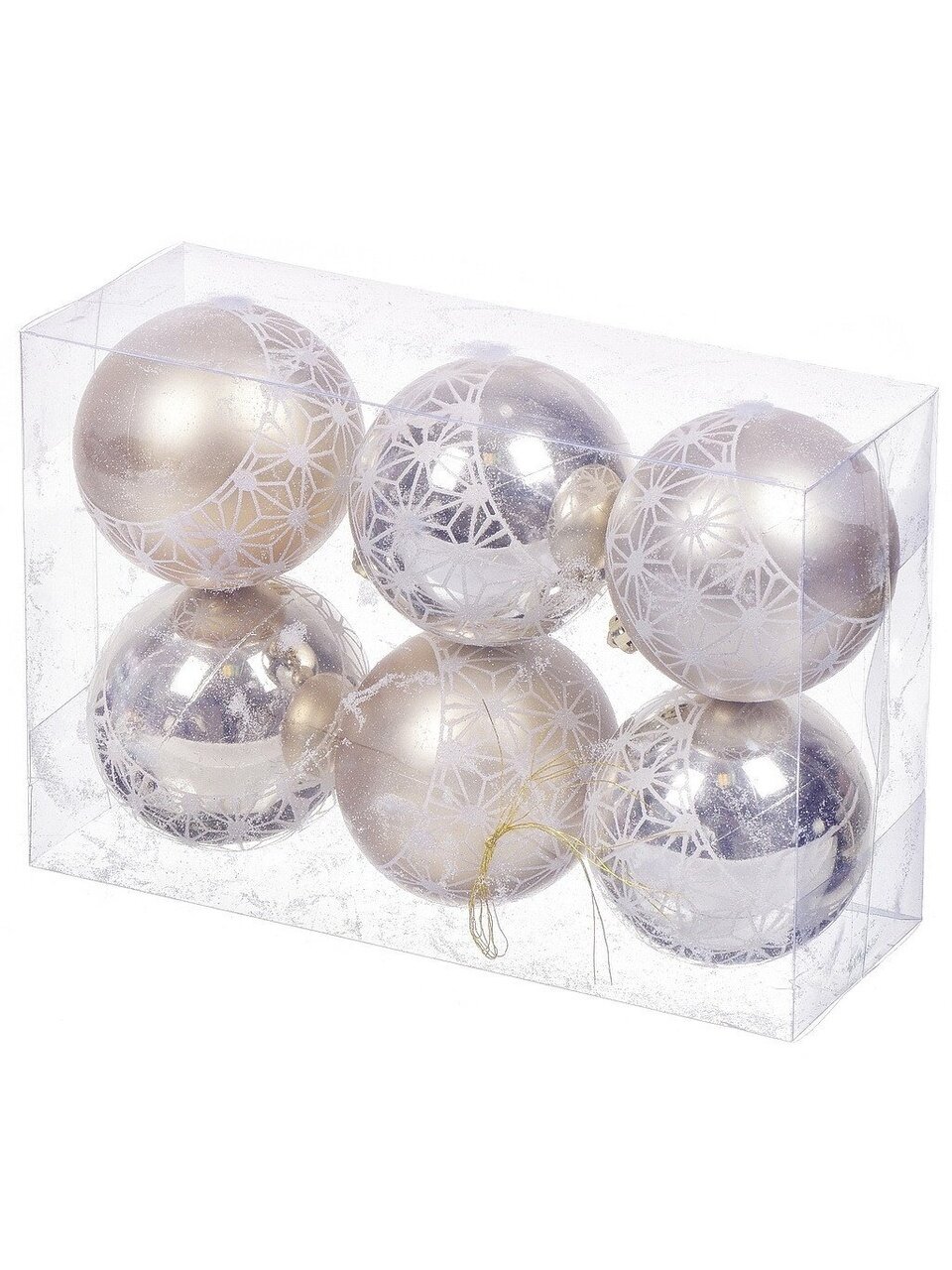 Елочный шар 6 шт, шампань, 8 см, пластик, SYQB-012110