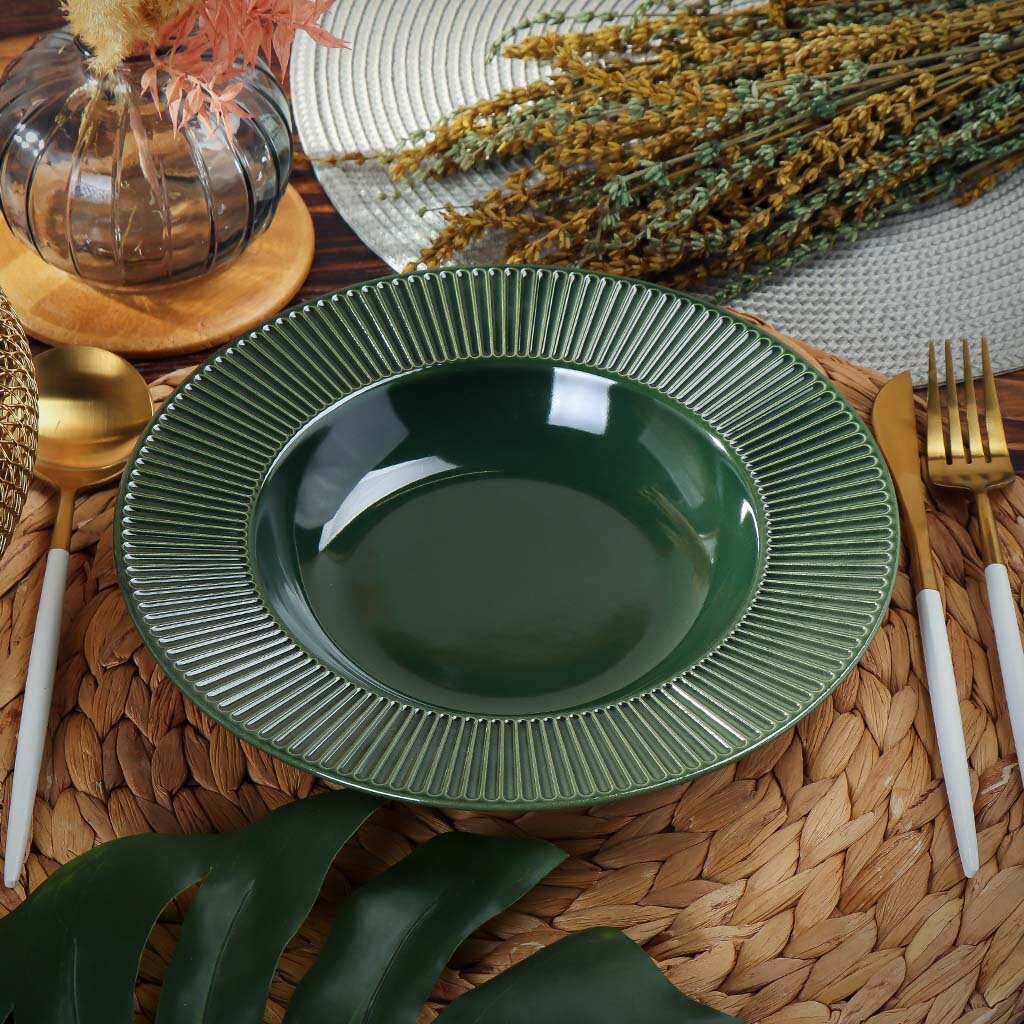 Тарелка суповая, керамика, 24 см, Emerald Green, Domenik, TDP471/DMD032 тарелка суповая керамика 21 см круглая impression fioretta tdp037