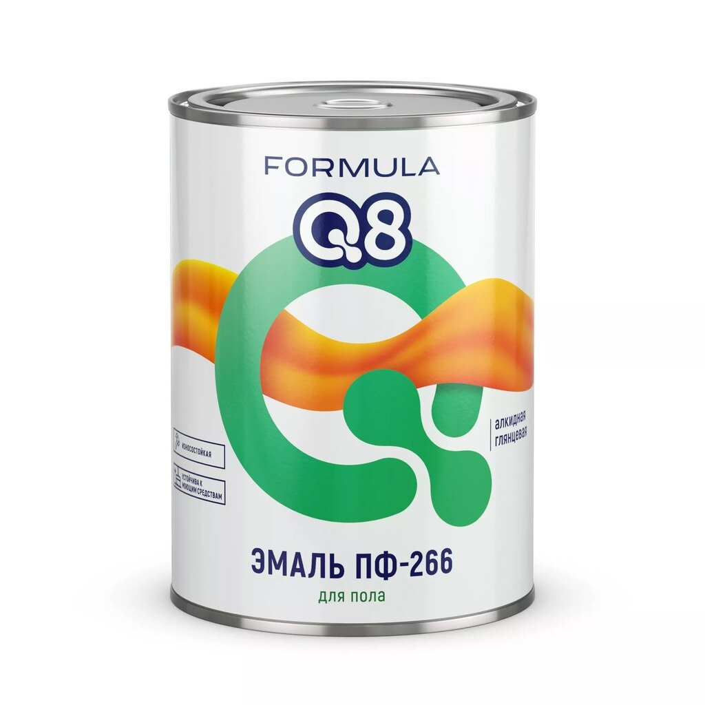 Эмаль Formula Q8, ПФ-266, алкидная, глянцевая, красно-коричневая, 0.9 кг эмаль formula q8 пф 115 алкидная глянцевая красная 0 4 кг