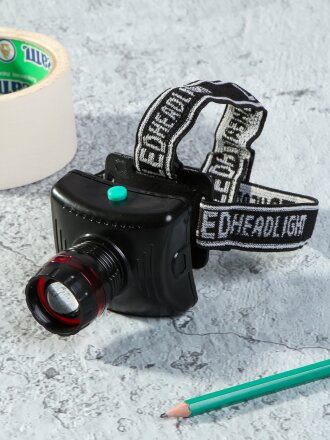 Фонарь налобный, встроенный аккумулятор, зарядка от USB, пластик, в ассортименте, SPE17194-11