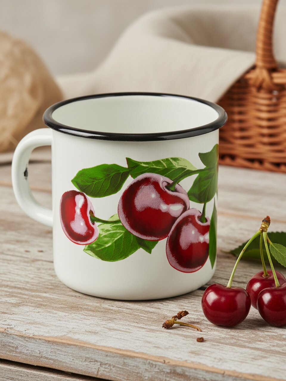 Кружка сталь, эмалированное покрытие, 400 мл, Вишневый сад, Керченский металлургический завод, 40104-032/4