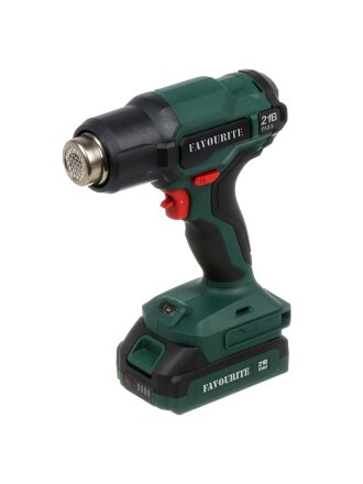 Фен строительный аккумуляторный Favourite, OBS 21 FHGP, 200 л/мин, 550 °C, 1 скорость, 1*2Ач