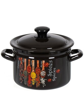 Кастрюля эмалированная сталь, 3 л, крышка сталь, цилиндрическая, Керченский металлургический завод, Карри, 41704-122/6-У4