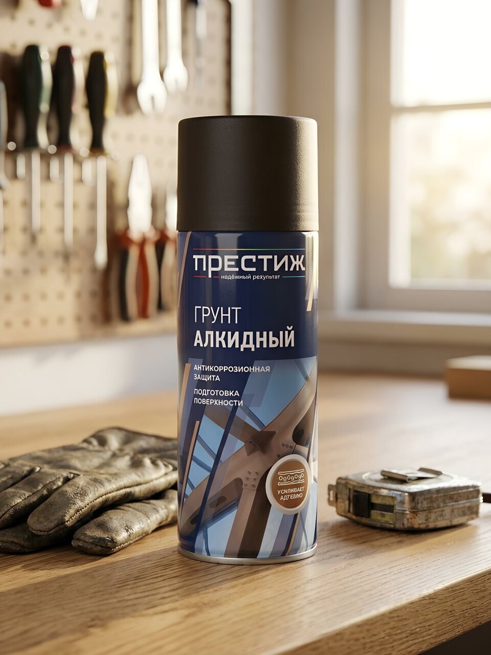 Грунтовка аэрозольная, алкидная, Престиж, для внутренних и наружных работ, черная, 0.52 л