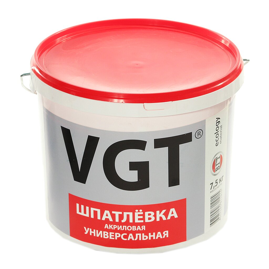 Шпатлевка VGT, акриловая, универсальная, 7.5 кг шпатлевка универсальная vgt retail полимерная 18 кг