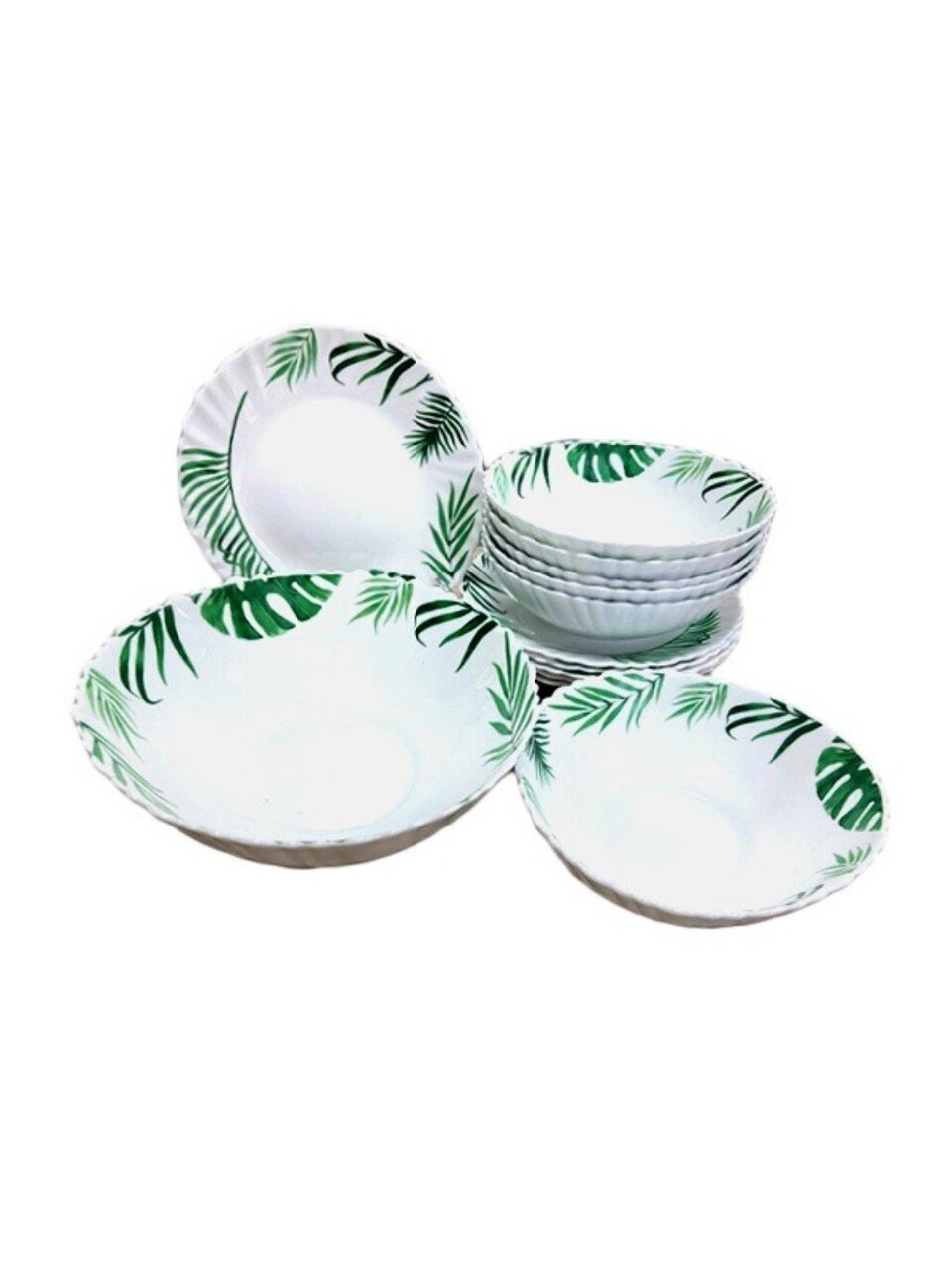 Сервиз столовый стеклокерамика, 13 предметов, на 6 персон, Папоротник, 20019-13т