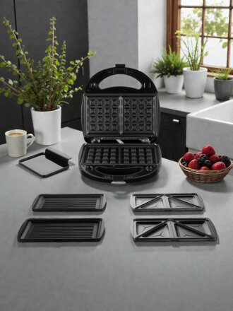 Мультипекарь Редмонд, MB1205, 700 Вт, 3 вида сменных панелей, индикатор работы/нагрева, черный, антипригарное покрытие