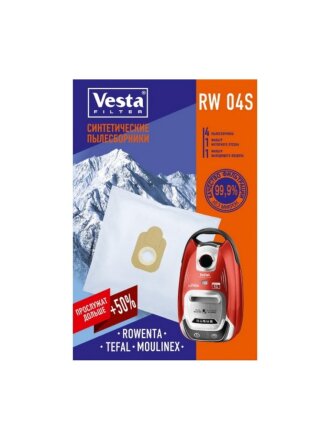 Мешок для пылесоса Vesta filter, RW 04 S, синтетический, 4 шт, + 2 фильтра