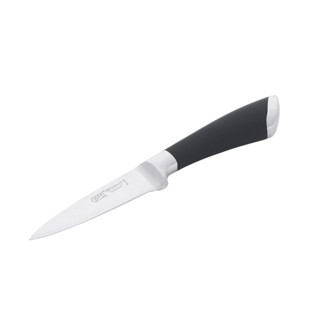 Нож кухонный Gipfel, Mirella, для овощей, X30CR13, нержавеющая сталь, 9 см, рукоятка сталь, резина, 6840 нож для чистки овощей 9 см сталь пластик actual