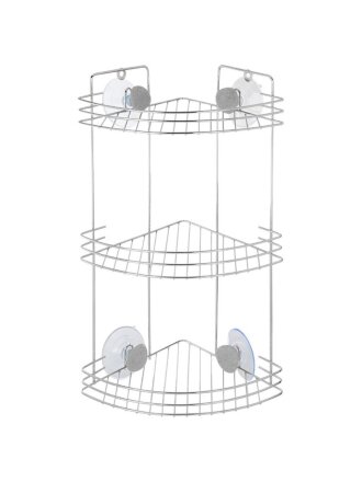 Полка для ванной металл, ПВХ, настенная, 3 яруса, угловая, 19.2х19.2х41 см, нагрузка 4.5 кг, Рыжий кот, 109067
