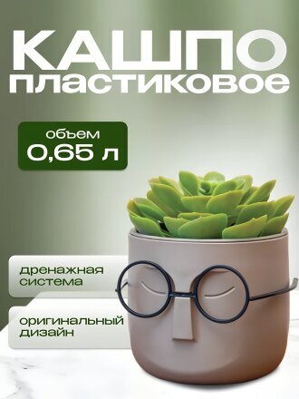 Кашпо пластик, 0.65 л, 11.5х10.5 см, со вставкой, французский серое, Idea, Стив, М 3079