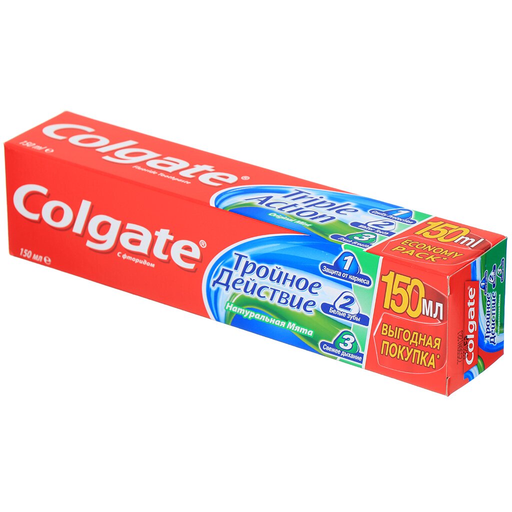 Зубная паста Colgate, Тройное действие, 150 мл зубная паста blend a med 3d white нежная мята 75 мл