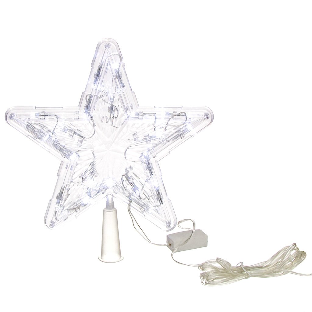 Гирлянда Звезда, белая, 22 см, пластик, 20 ламп, прозрачный провод, SYDA-0419117 новогодняя карусель
